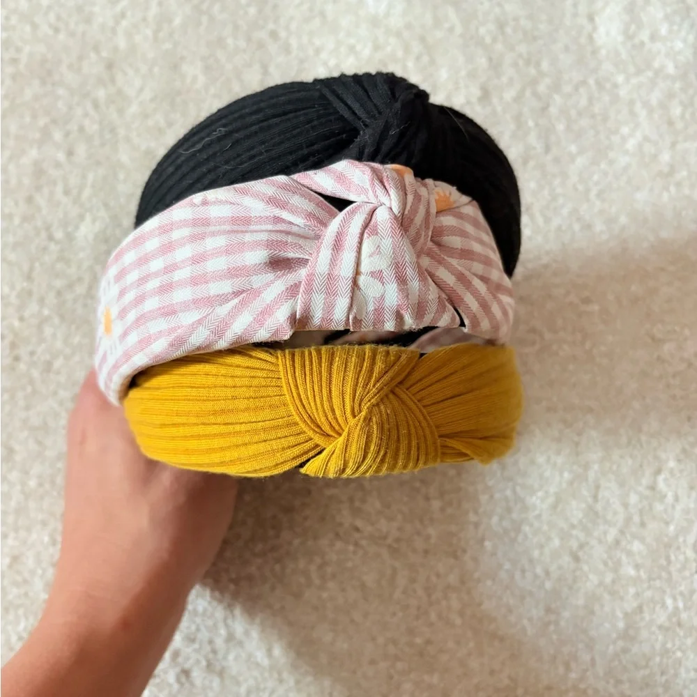 Stylish Kids Headband Set - Pink, Black, Yellow
